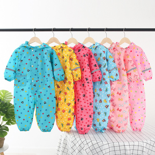 Japanese single-piece children's raincoat for boys and girls, kindergarten, three-dimensional children's baby reflective strip poncho, tax not included