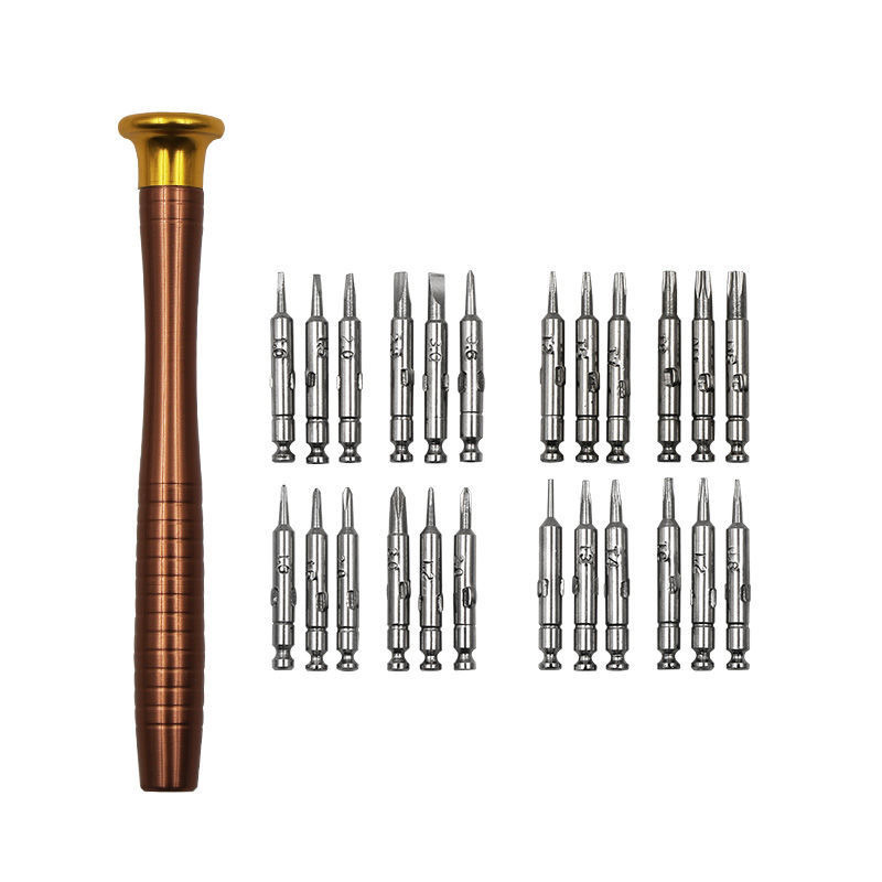 便携型25合一手动螺丝刀批头套装 手机苹果笔记本维修工具塑盒装