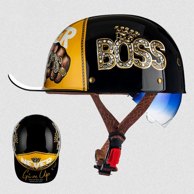 Motosiklet kaskı (dəbilqə) — Men's and Women's Prince-Style Baseball Cap - rw03s-black-boss-with-blue-lenses-m-size-53-54cm