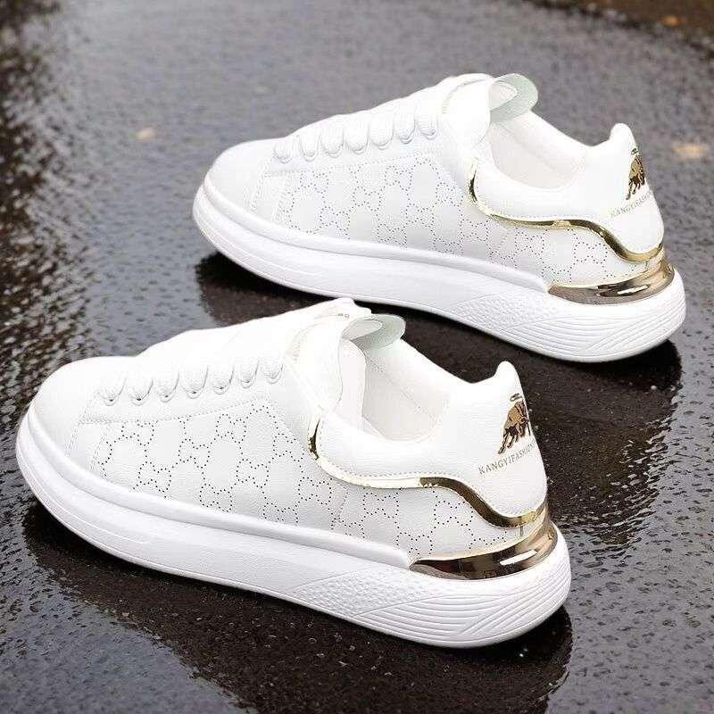 White Shoes Men's Korean Style Fashionable White Sneakers Thick-soled Casual Trendy Shoes Couple's Student sneaker TikTok Secret Text White Shoes Men's Korean Style Fashionable White Sneakers Thick-soled Casual Trendy Shoes Couple's Student sneaker TikTok Secret Text