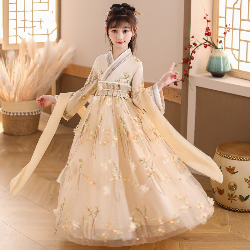 Wholesale New Summer Chinese Style Gown with Exquisite Quality for Girls, Children's Hanfu with Tang-style Fashion, Ultra-Chic and Ethereal Hanfu for Little Girls
