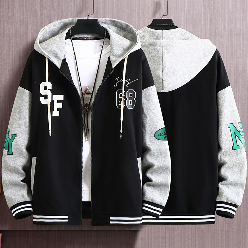 Spring and Autum Outwears for Men Plus Size Plus Size Casual Jackets Men's Trendy Clothes Youth Fat Cardigan Sweatshirts