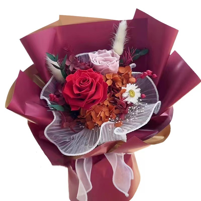 Ramo de Rosas Eternas de Yunnan, Regalo de San Valentín para Novia, Regalo de Cumpleaños de Alta Gama, Ramo de Flores Eternas, Producto Terminado, Decoración