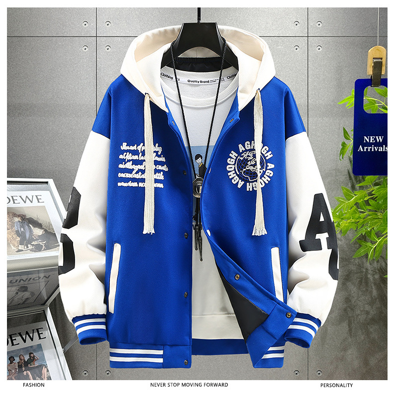 Youth Spring and Autumn Season Jacket Coat Male Junior High School Student Top Handsome Trend Big Boys' Baseball Jersey_voghion.com