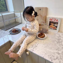 秋衣秋裤套装新款女宝宝德绒小碎花家居服睡衣套装