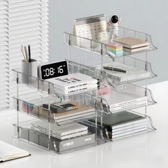 透明ファイル収納ラックデスクトップ学生ブック収納ボックスオフィスデスク収納ラック整理ラック