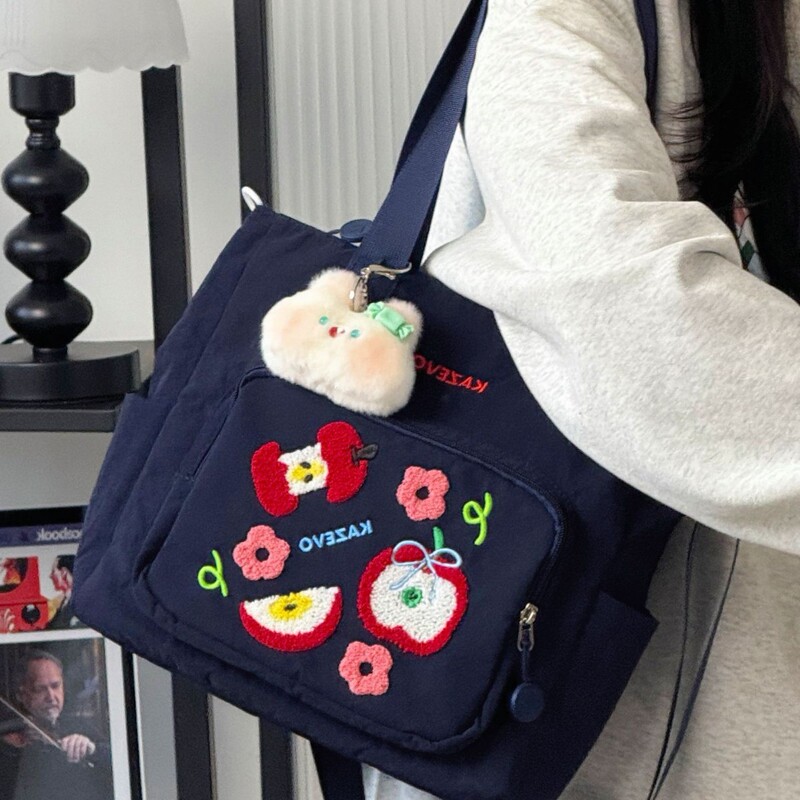 Cute Cartoon Embroidered Apple Japanese Crossbody Bag Shopping Bag High School Student Backpack Lightweight Travel Tutoring Bag Cute Cartoon Embroidered Apple Japanese Crossbody Bag Shopping Bag High School Student Backpack Lightweight Travel Tutoring Bag