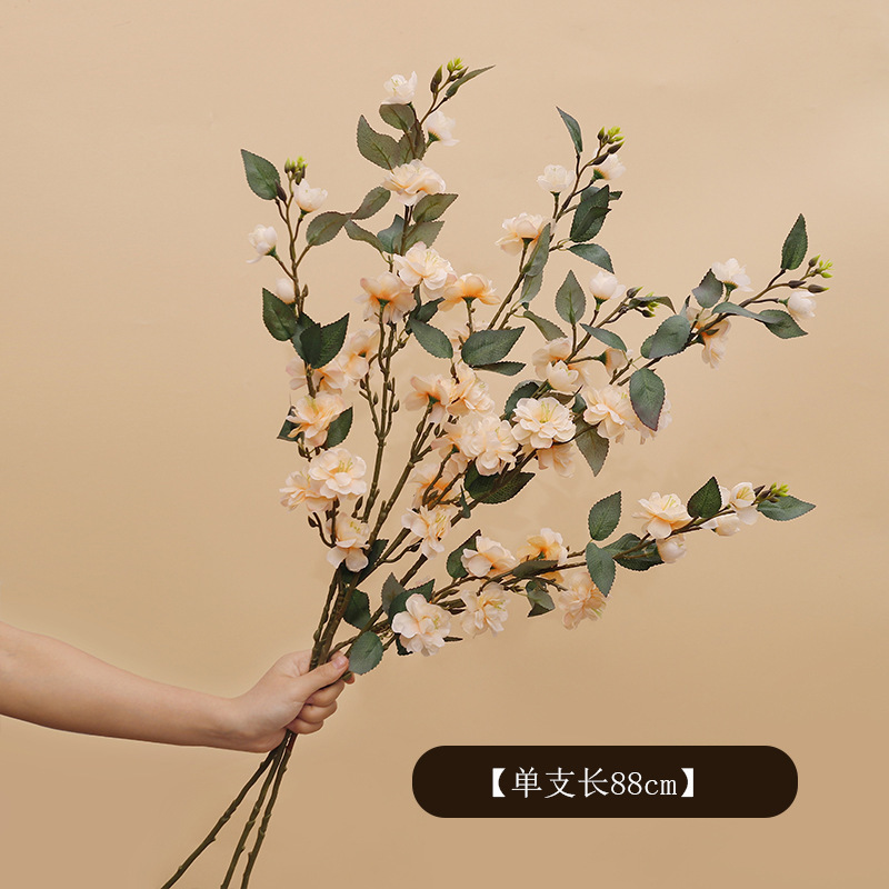 Camellia de altura flor de simulación adornos de boda flores falsas pastorales flores decoración del hogar flores de mesa flor de seda