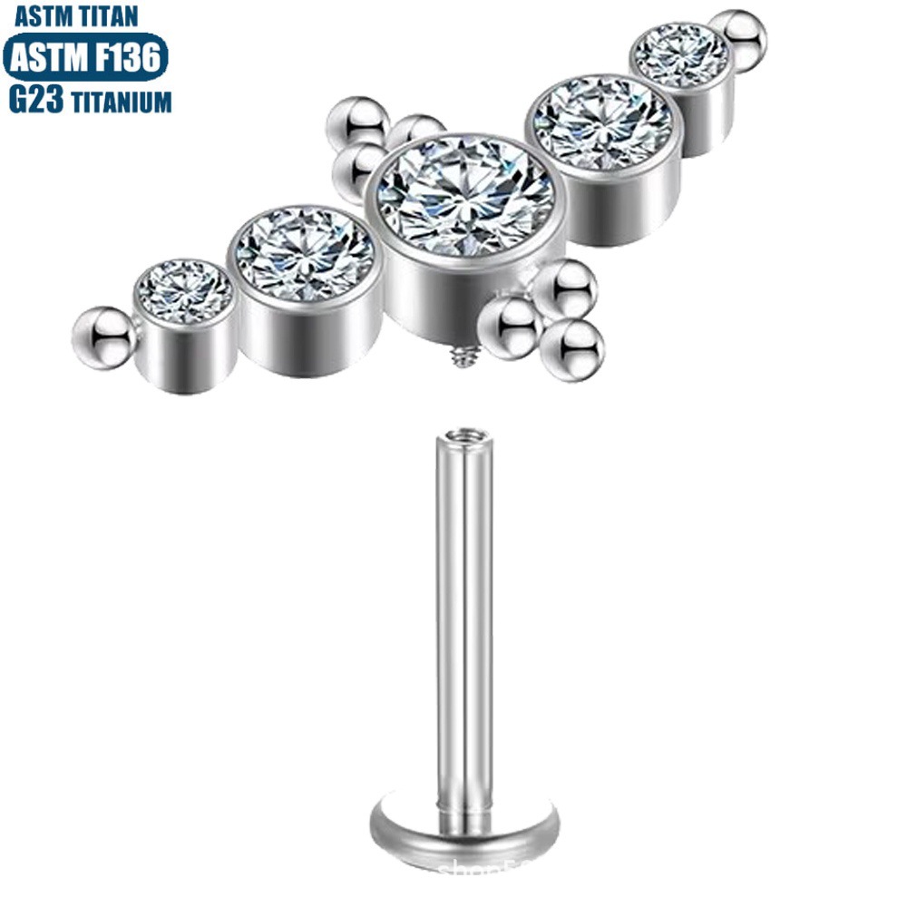 Pointed titanium steel lip stud product view