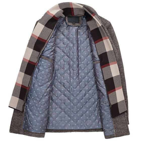 Autumn and Winter New Cross-border Woolen Men's Coat Casual Business Men's Woolen Coat Cotton Loose Woolen Coat Men