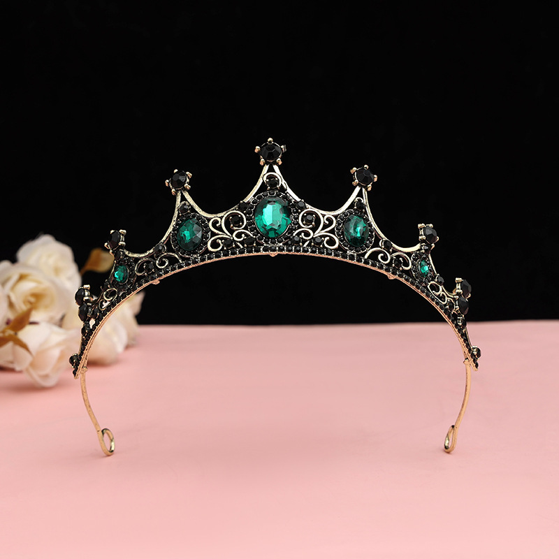 Online Rojo Negro Barroco corona tocado novia estilo coreano 18 años de edad, mujer adulta Ceremonia de cumpleaños princesa Corona al por mayor