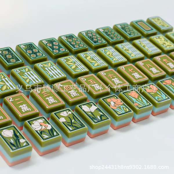 2025创意新款Hand-Painted Mahjong Tiles Set 手绘麻将牌|undefined