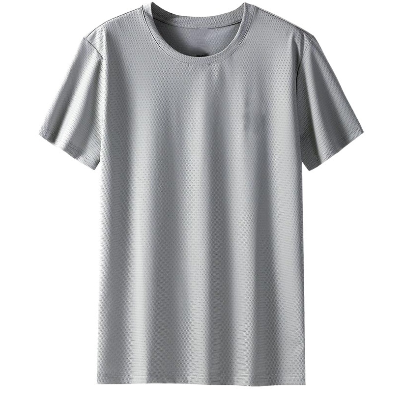 [S-8XL] Camisa de aire acondicionado Camiseta de manga corta de seda de hielo de verano más el tamaño de los hombres de secado rápido delgada camisa ultrafina de malla suelta
