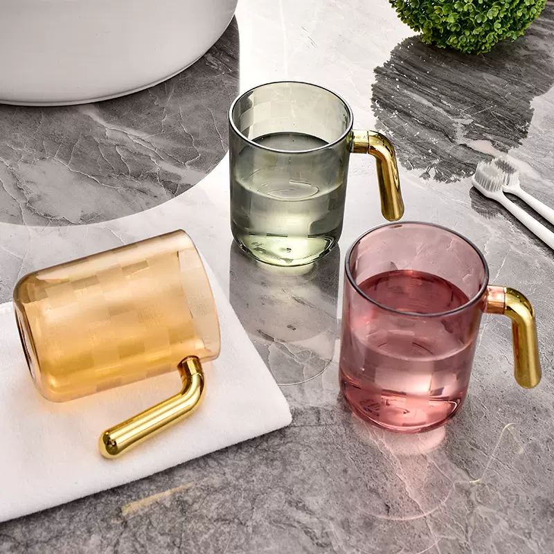 广华 轻奢高透加厚耐用漱口杯大口径刷牙杯 家用格子高颜值洗漱杯