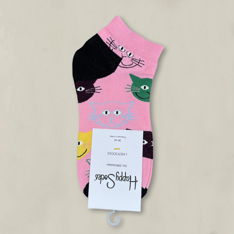 HappySocksハイスキンのショートソックスの漫画の浅い口の低い女性のスウェーデンのファッションのタイプのソックスの春夏のカラー