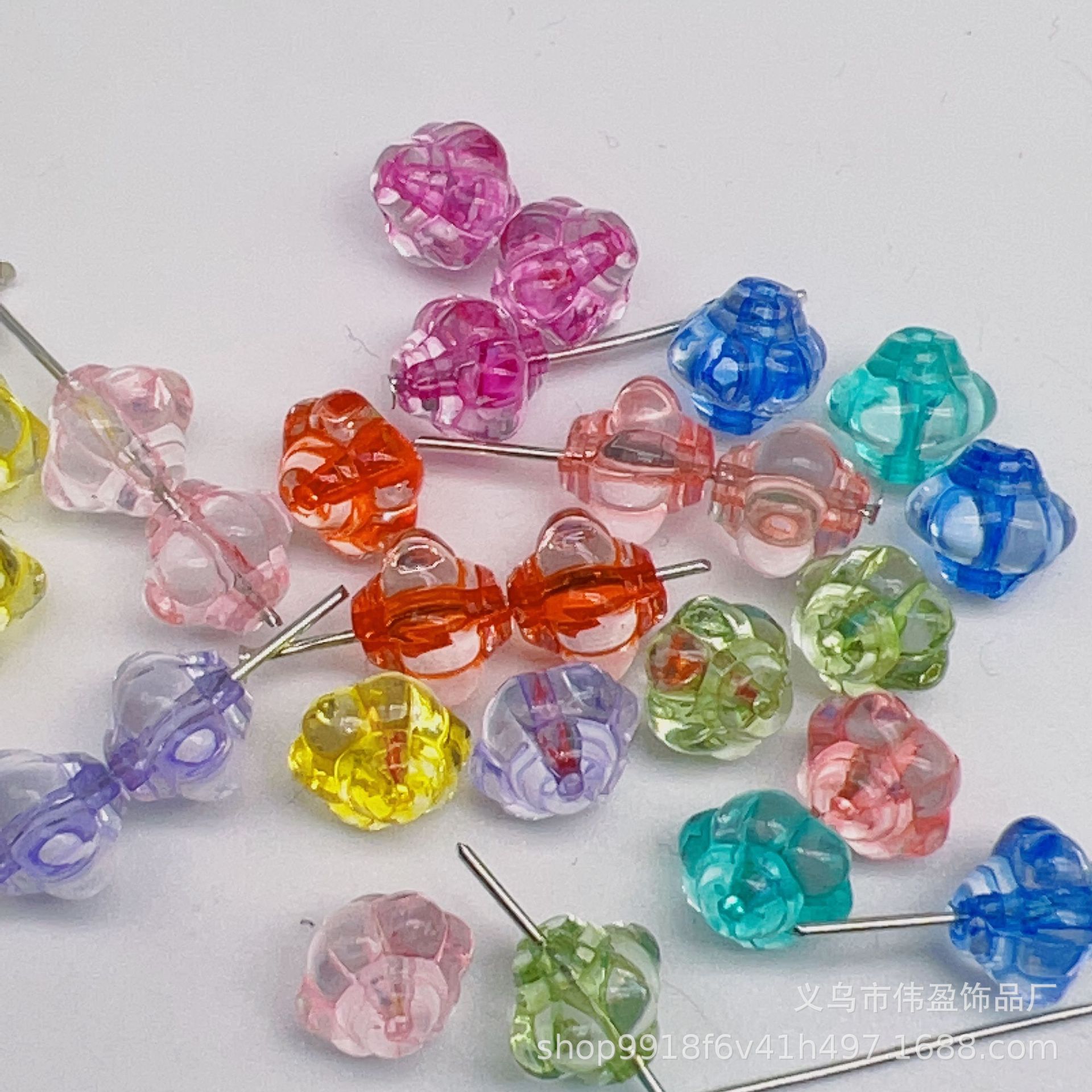 透明彩色亚克力灯笼珠抽芯小灯笼珠子手链串珠材料灯笼珠隔珠