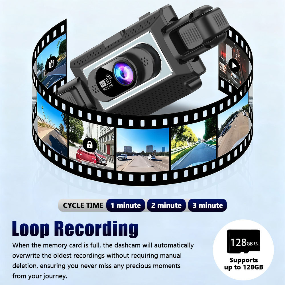Cross-Border Hot-Selling 1080P High-Definition Dash Cam with Four Lenses, Wifi, 3inch Screens for Simultaneous Recording and Display of Reversing Images