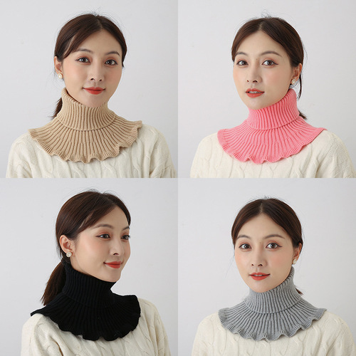 Neck Gaiter for Women, Hooded Autumn/Winter Warmth Cervical Protection Neck Cover, Versatile Solid Color Elastic Knit Decorative Collar Scarf