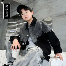 男童秋装外套春秋款2026新款儿童秋季牛仔夹克男孩大童衣服酷帅潮