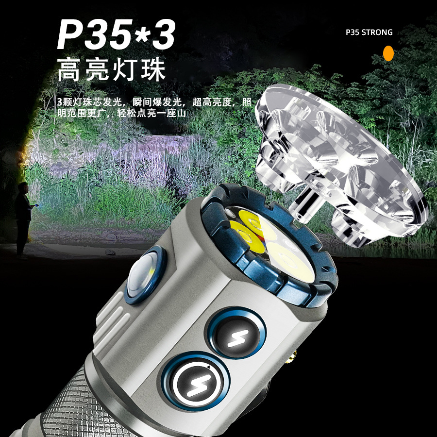 Nuevo monstruo transfronterizo de tres ojos super brillante linterna de luz mini portátil LED multifuncional camping luz magnética