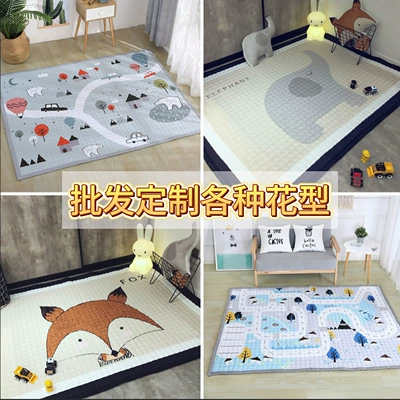 Cross-Border Scandinavian Ins Style Kidsren's Cartoon Rectangular Fabric Crawling Mat Multi-Functional Baby Crawling Game Floor Mat