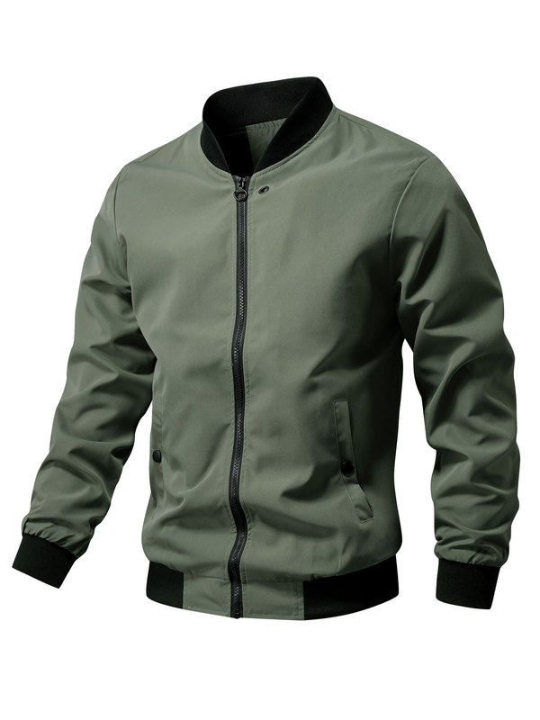 Cross-Border European Size Spring and Autumn Flight Jacket Stand Collar Men's Casual Baseball Jacket Lightweight Sports Jacket Men's Spring Style Cross-Border European Size Spring and Autumn Flight Jacket Stand Collar Men's Casual Baseball Jacket Lightweight Sports Jacket Men's Spring Style