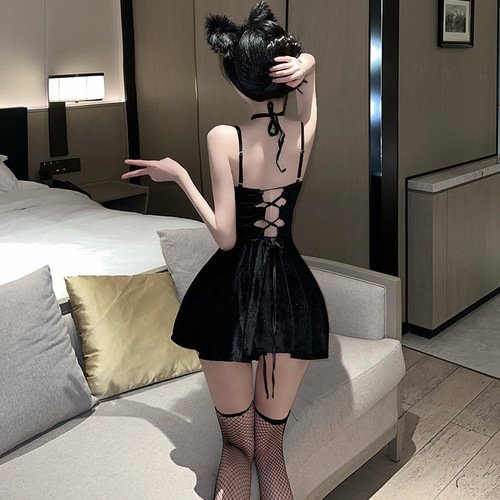 Linlinning Erotic Lingerie Nightgown Seductive Hot Bed Passionate Strap Dress Small Bust Makes You Look Bigger Lingerie Set 2625