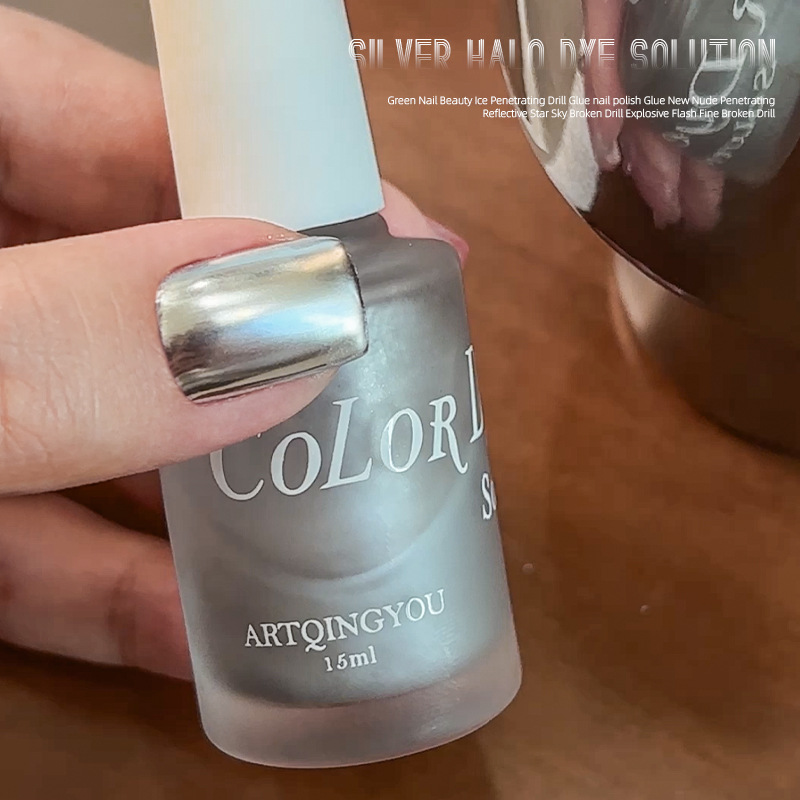 Color metálico de manicuras color de agua de plata espejo líquido de color de agua de plata rápido gradiente universal color metálico de plata especial para manicuras