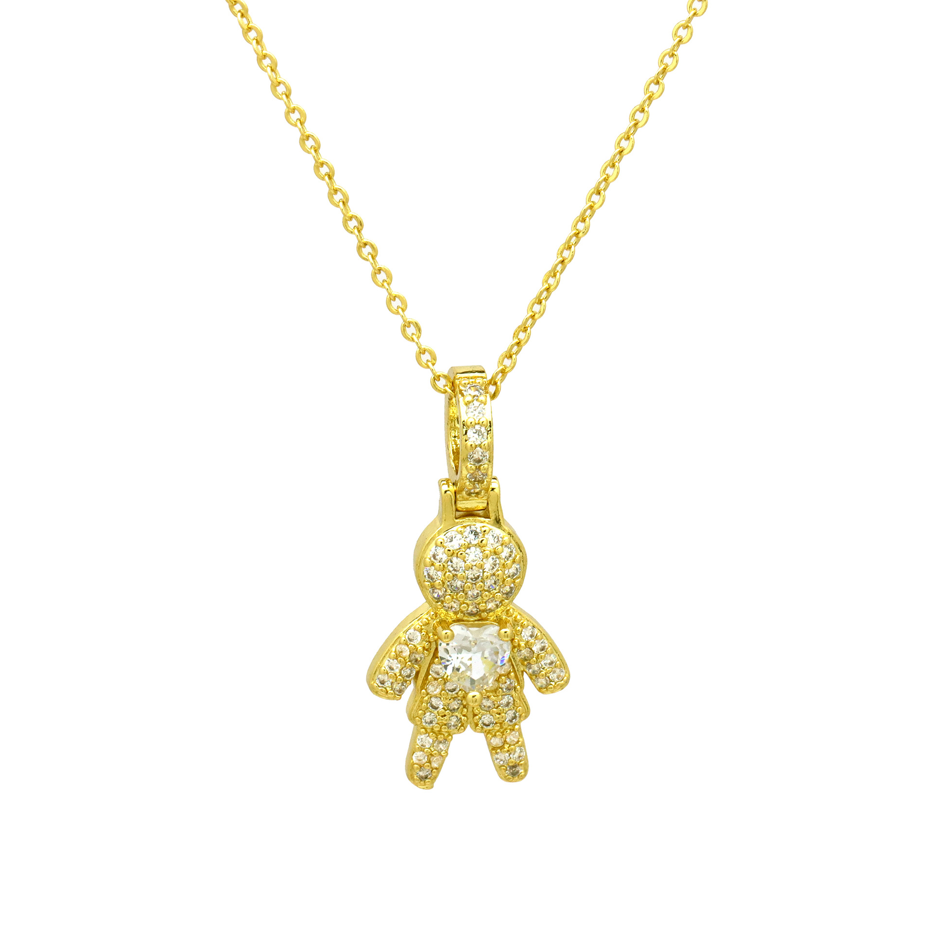 Heart Shape Pattern Copper Inlay Heart Shape Zircon Pendant Necklace