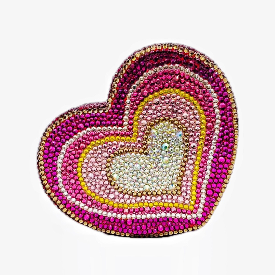 Bolsa de cena de diamantes de color arco iris nuevo amor transfronterizo lleno de diamantes banquete de mano bolsa de mujer bolsa de embrague duro