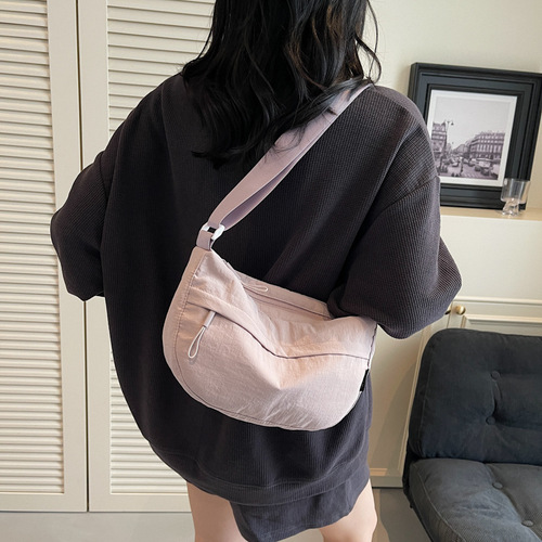 Summer Large Capacity High-End Commuter Crossbody Bag for Women 2025 New Model Lightweight Orange Canvas Dumpling Bag