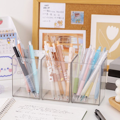 Creative student diy desktop square pen holder simple unprinted style office stationery acrylic transparent storage tube