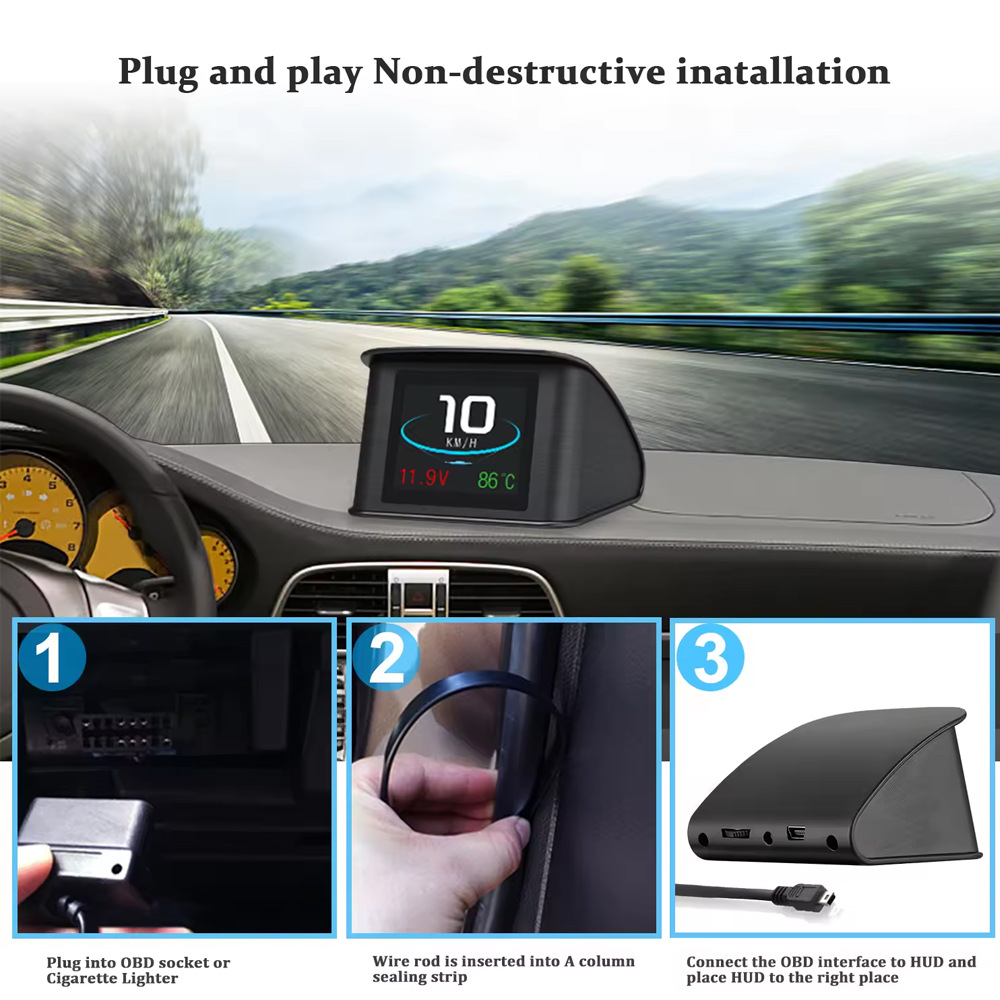P10 Car Hud Head-Up Display Car Projector Driving Computer Obd2 Head-Up Display High-Definition Digital