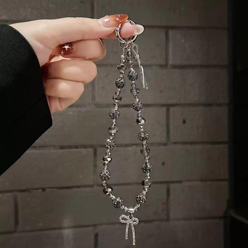 Colgante de moda, lazo de diamantes, cadena de teléfono móvil de diamantes de imitación, cordón de muñeca, bolso de colgante anti-pérdida hecho a mano, alto valor