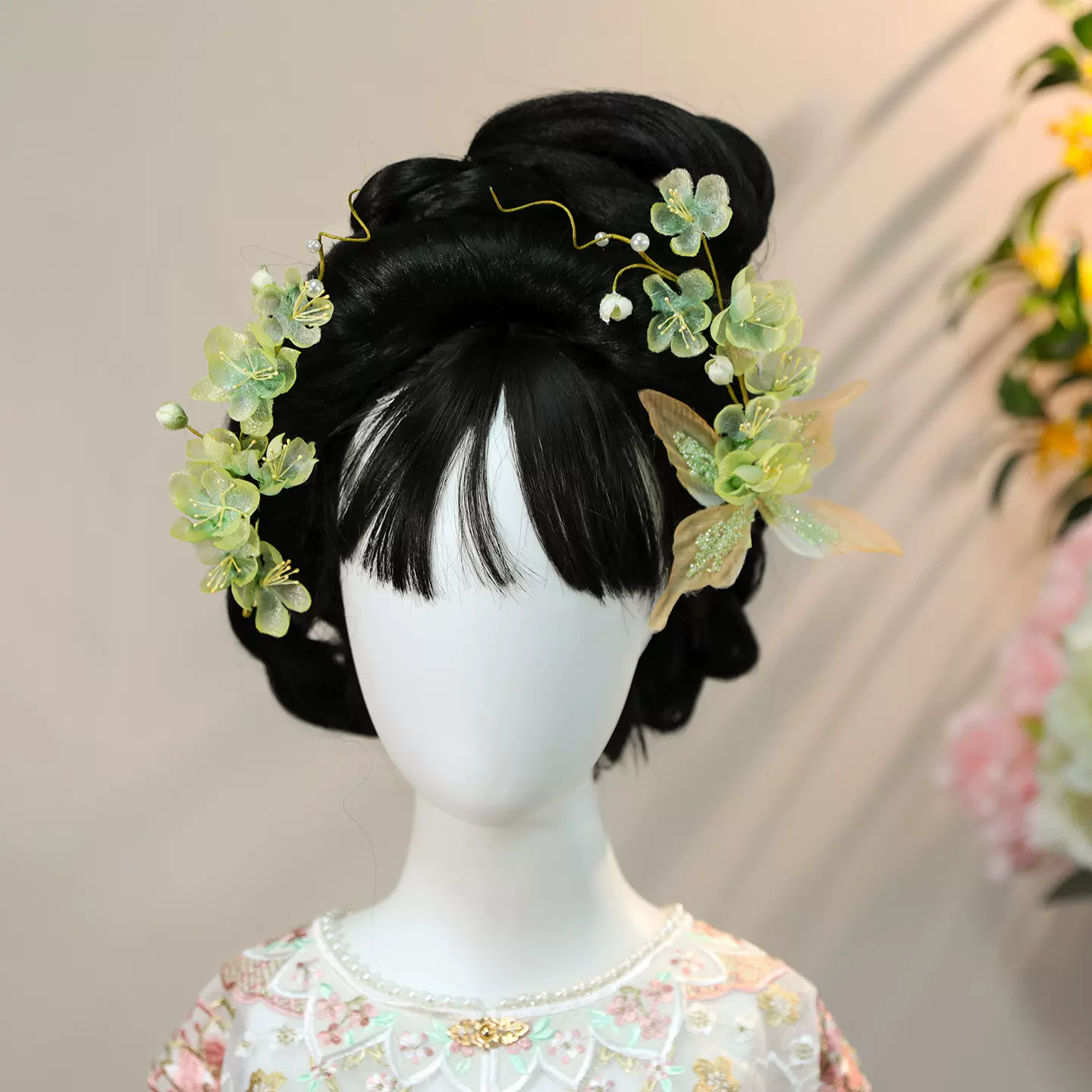 26古风原创手工汉服绢纱侧边发夹气质百搭小清新森系发夹烫花发饰