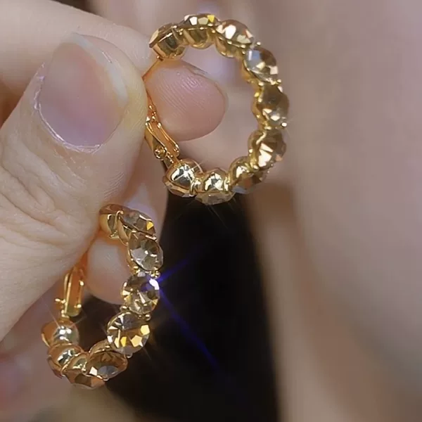 Retro Versatile Brown Zircon Hoop Earrings Autumn and Winter New Niche Design Accessible Luxury Elegant Flash Diamond Earrings for Women