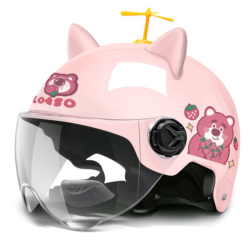Universal – Electric Battery Helmet Auto Parts and Accessories - xk-pink-strawberry-bear-pink-ears-car-short-white