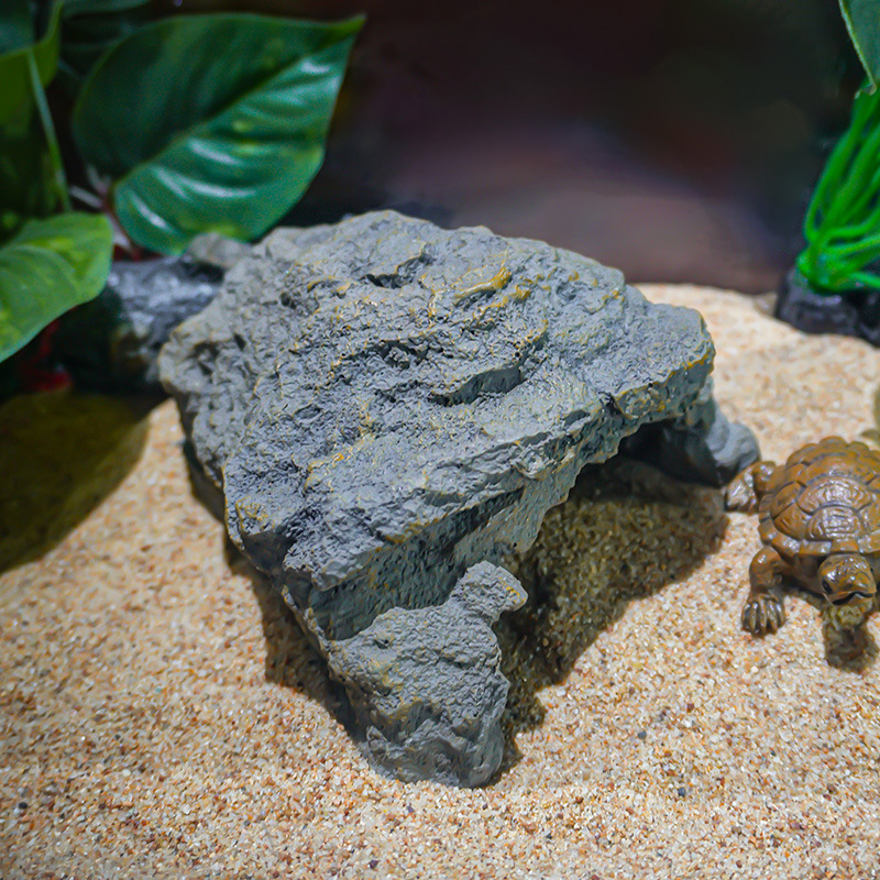 Acuario decoración real roca escondite Mesa pecera paisajismo resina artesanía roca escondite agujero árbol agujero tortuga Mesa