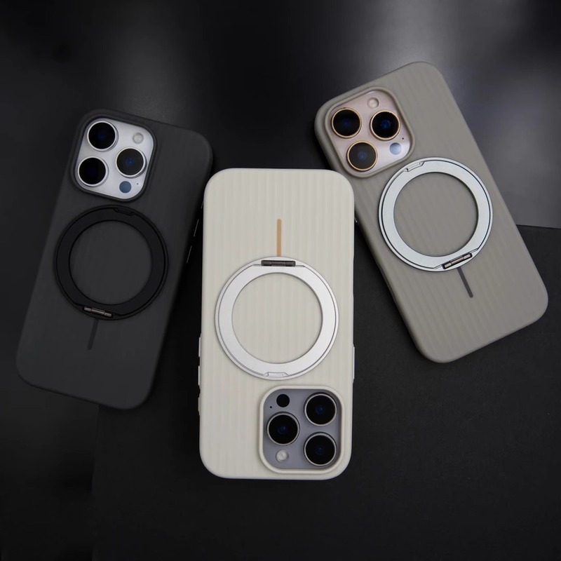适用于iPhone17手机壳瓦楞解压磁吸旋转支架苹果16磨砂防摔保护套|undefined