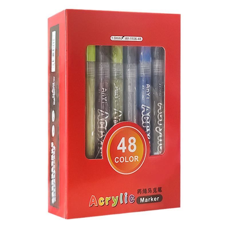 Válvula de marcador a base de agua marcador acrílico marcador de pigmento a base de agua prensa cerámica pintada a mano pluma de 60 colores