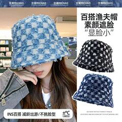 牛仔渔夫帽女2025新款时尚休闲百搭显脸小盆帽秋冬复古日系水桶帽