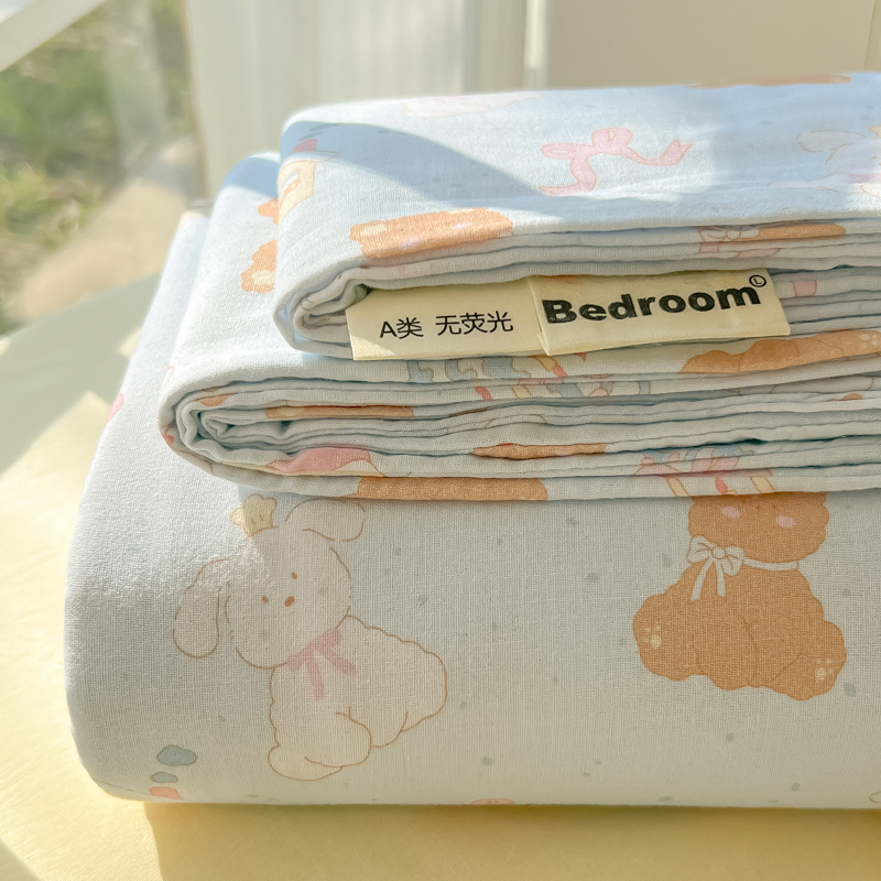 母子グレード A タイプ裸睡眠純綿シーツ小さな新鮮な綿シングルピース学生寮シングルとダブル枕カバー 3 点セット