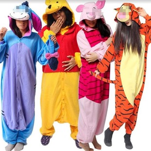 Winnie the Pooh 3D Tigger Donkey Piggy Cartoon Animal Conjoined Pajamas Fleece Cross Border onesie