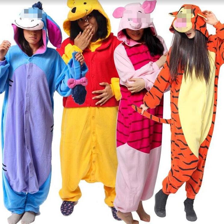 Winnie the Pooh 3D Tigger Donkey Piggy Pig Cartoon Animal One-Piece Pajamas Polar Fleece Cross-Border Onesie