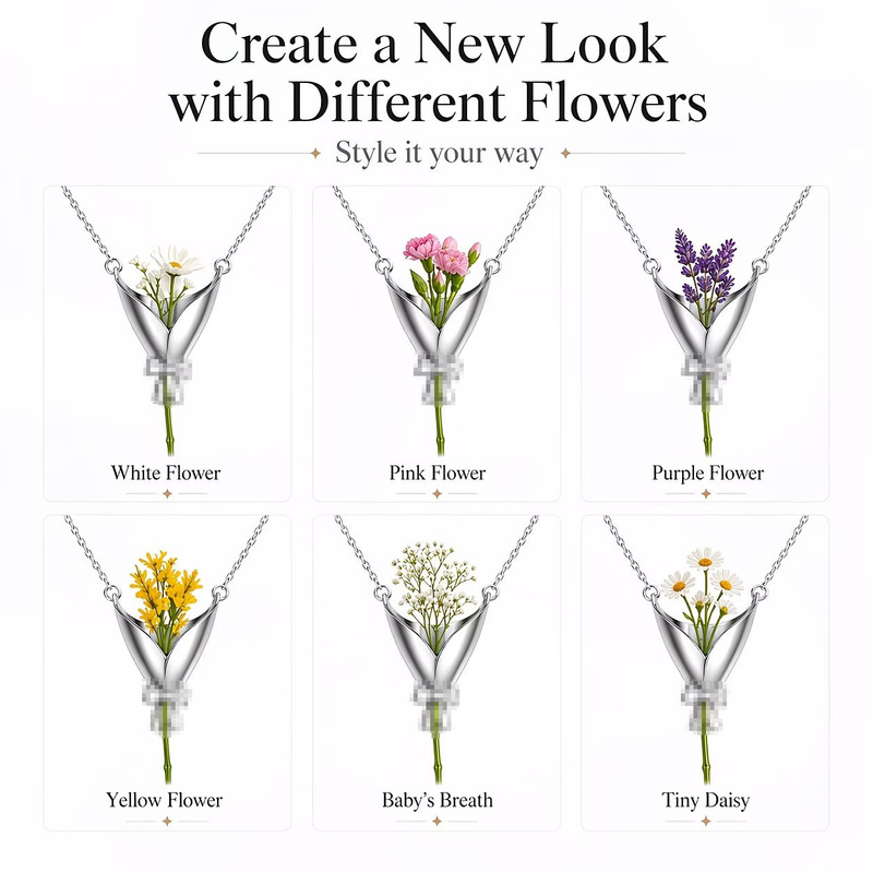 Cross-Border Amazon Temu New Style Unique Niche Flower Container Necklace Accessories for Women Mother's Day Gift Clavicle Chain Cross-Border Amazon Temu New Style Unique Niche Flower Container Necklace Accessories for Women Mother's Day Gift Clavicle Chain