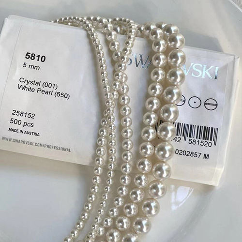 Shijia Pearl Necklace 4-10mm Glass Beads Temperament Light Luxury Retro Sweater Chain Perfect Round Flawless Niche Design