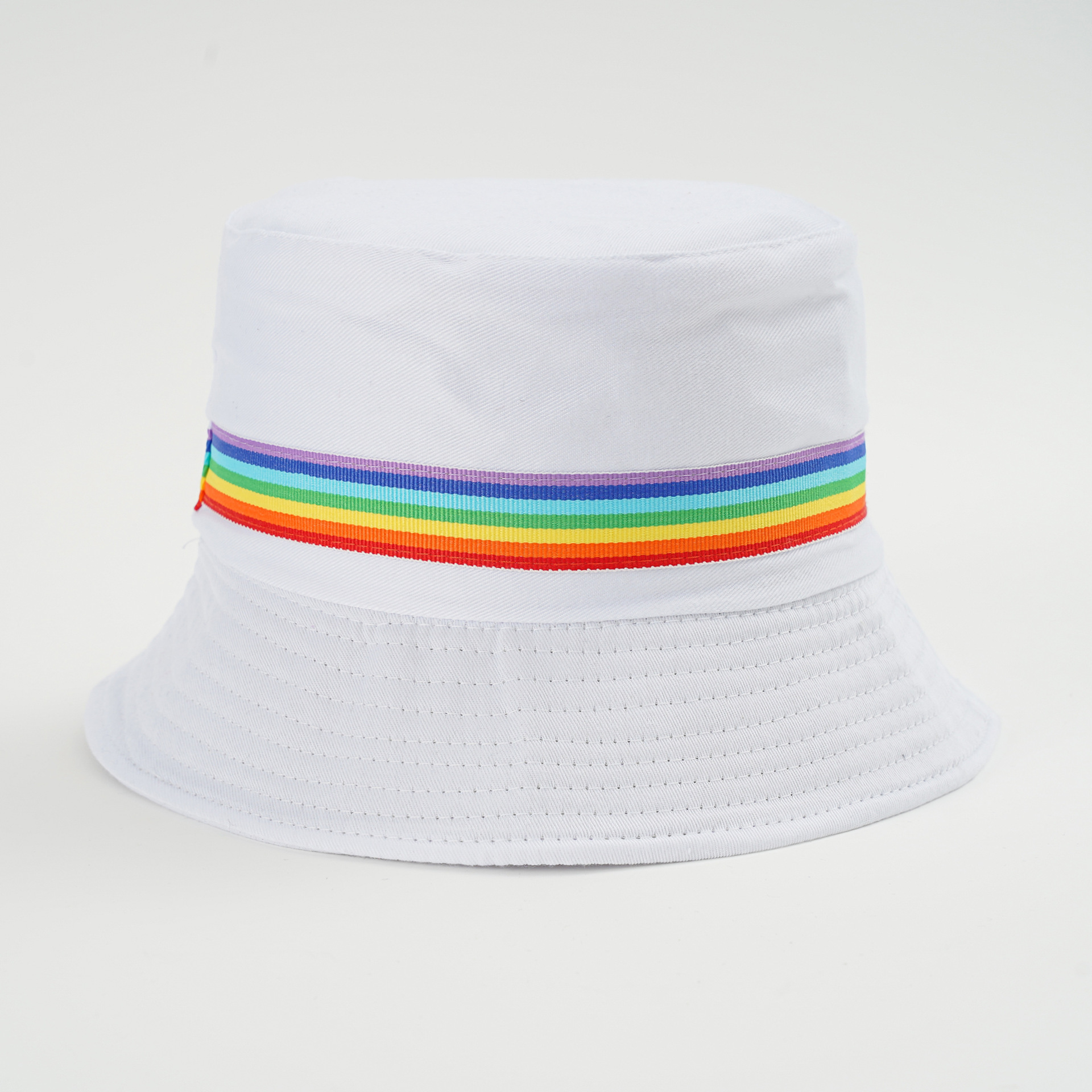 Nuevo sombrero de las mujeres Arco Iris rayado pescador Sombrero estilo coreano pareja sol sombrero hombres y mujeres de la cuenca del sombrero