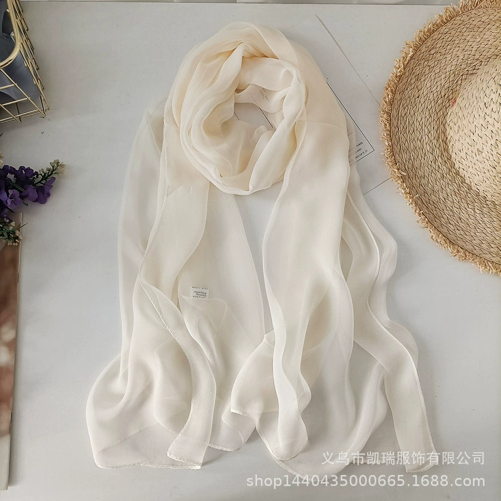 Summer Korean version of Women's Little Long Scarf Pure Color Symbol Skin Simpling Simple Dance Chiffon Red Joe Qi Qi Qi Qi Qi Qi Qiqi