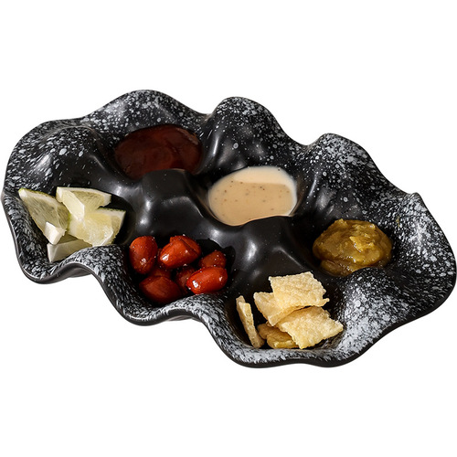 Retro household ceramic storage plate egg tray sauce dish seasoning dish compartment vinegar soy sauce dish candy dish