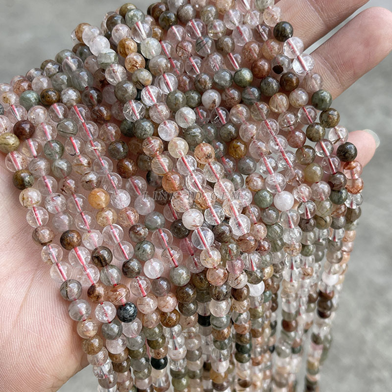 晶德珠宝 6mm天然冰透彩发晶散珠diy饰品配件半成品水晶串珠批发|undefined